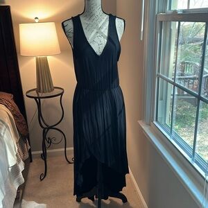 Black high low v neck maxi dress